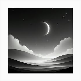 Landscape With Moon And Stars Canvas Print