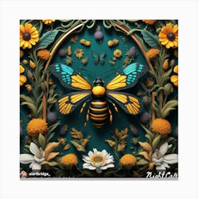 Bees And Flowers Canvas Print