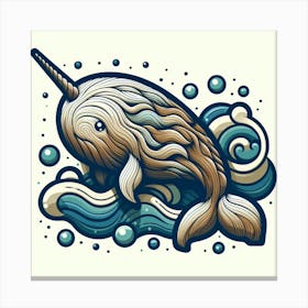 Majestic Narwhal in Ocean Waves Canvas Print