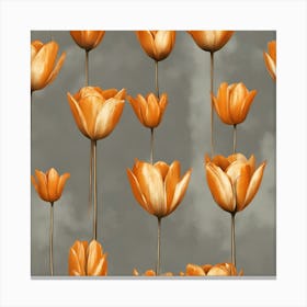 0 Golden Tulips On An Orange And Gray Wall Esrgan V1 X2plus Canvas Print