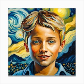 Boy of the Starry Night Canvas Print