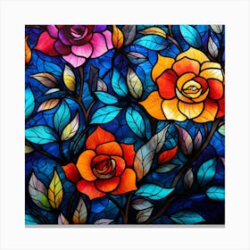 Stained Glass Roses 4 Canvas Print