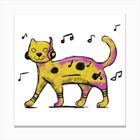 Cat With Music Notes Canvas Print