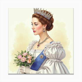 Elegant Watercolor Rendering Of Queen Elizabeth I, Capturing Her Splendor 1 Canvas Print