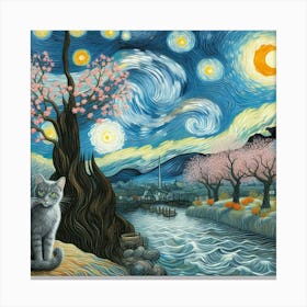 Starry Night Cat 1 Canvas Print