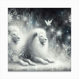 Lions In The Snow Canvas Print