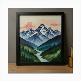 Mountain Range Painting Canvas Print