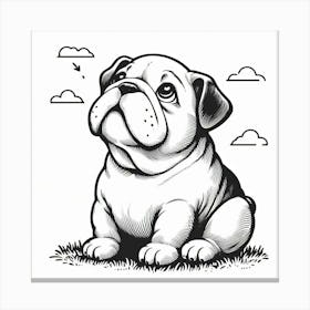 Line Art bulldog dog 3 Canvas Print