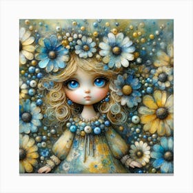 Blue Flower Girl Canvas Print