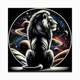 A lion and a cosmic scene 2 Canvas Print