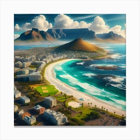 Beautiful Landscape Of Table Mountain And Beachfront Canvas Print