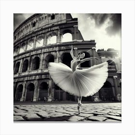 Ballet Dancer In Front Of Colosseum Canvas Print