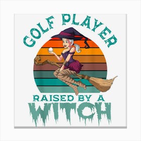 Halloween Golf Player Witch Golfer Sport Retro Vintage Canvas Print