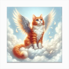 All Cat Go To Heaven 1/4 (pussy cat kitten felines fur baby lost angel wings) Canvas Print