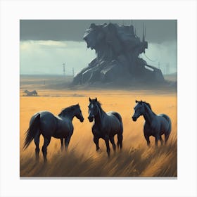 Horses In The Desert 1 Canvas Print