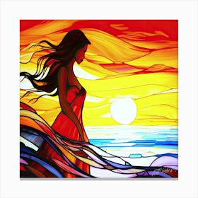 Soul Search Sunset - Setting Sun Woman Canvas Print