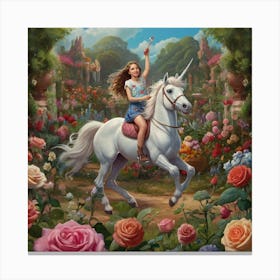 Unicorn In The Garden 1 Canvas Print