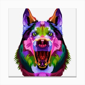 Colorful Husky Dog Art Graphic Canvas Print