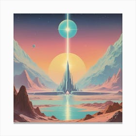 Space Landscape vintage retro sci-fi art 3 Canvas Print