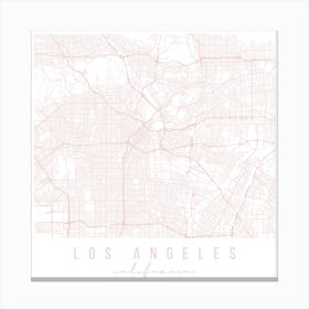 Los Angeles California Light Pink Minimal Street Map Square Canvas Print