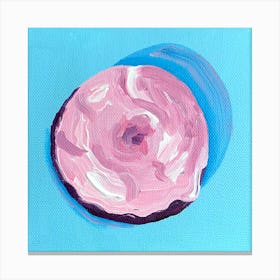 Pink Frosted Donut Square Canvas Print