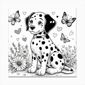 Line Art dalmatian dog 2 Canvas Print