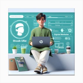 Man Working On A Laptop Canvas Print