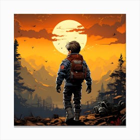 Young Adventurer Wanders In The Valley Canvas Print