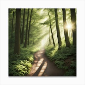 Forest Path In The Mist Canvas Print