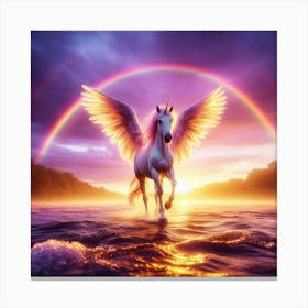 Unicorn With Rainbow 3 Canvas Print
