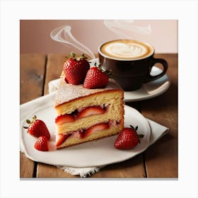 Strawberry cake and Coffee Canvas Print