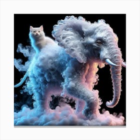 Elephant And Cat Canvas Print