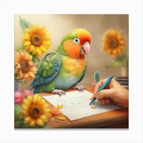 Parrot Writing 2 Canvas Print