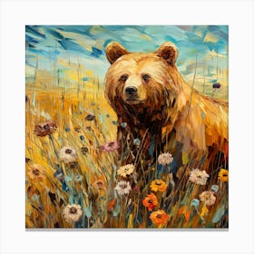 Brown Bear In The Meadow 1 Canvas Print