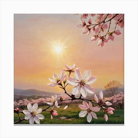 Cherry Blossoms Sunset Serenade of Cherry Blossoms Canvas Print