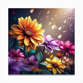 Colorful Flowers Wallpaper Canvas Print