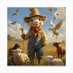 Farmer And His Flock Canvas Print