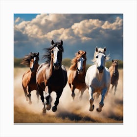 Harmony in the Herd: A Wild Run Canvas Print