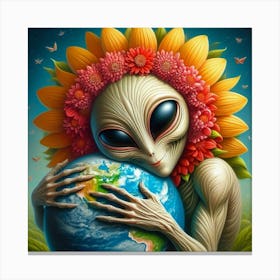 Alien Hugging Earth Canvas Print