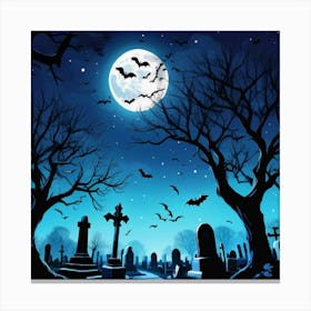 Cemetery At Night 1 Canvas Print