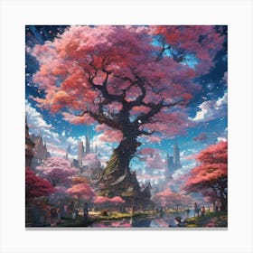 Cosmic Sakura Tree Canvas Print