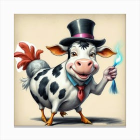 Rooster Cow Canvas Print