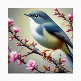 Bird In Blossom Canvas Print