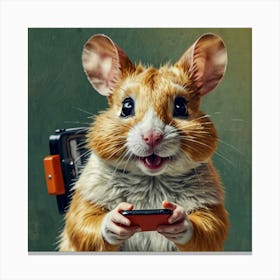 Rat With A Phone Canvas Print