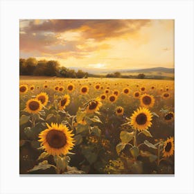 Sunflower Field Sunset Canvas Print