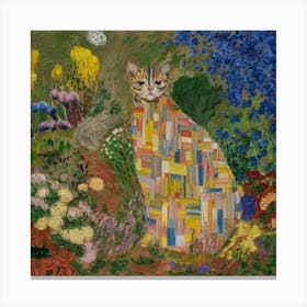 Cottage Garden, Gustav Klimt Inspired Cat 1 Canvas Print