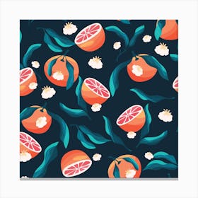 Orange Pattern On Blue Square Canvas Print