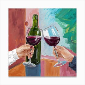 Two People Toasting Wine Canvas Print