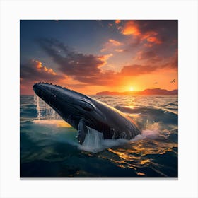 Humpback Whale At Sunset Canvas Print