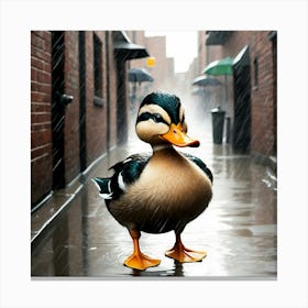 Duck In The Rain Canvas Print